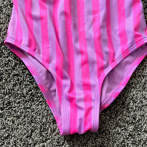 Pink Striped Ruffle Swimsuit - Picture 3 of 9
